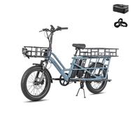 Fafrees FF20 CUV Bici Elettrica Pieghevole Uomo Donna, Ebike 250W a Pedalata Assistita con Doppia Batteria 140KM Autonomia, Bicicletta Elettrica con Cestino (Esteso-Portapacchi posteriore, Blu)