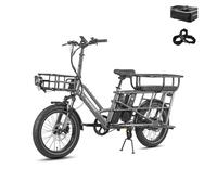 Fafrees FF20 CUV Bici Elettrica Pieghevole Uomo Donna, Ebike 250W a Pedalata Assistita con Doppia Batteria 140KM Autonomia, Bicicletta Elettrica con Cestino (Sedile posteriore per 2 bambini, Grigio)