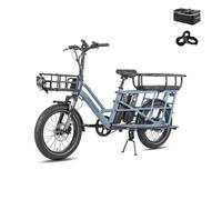 Fafrees FF20 CUV Bici Elettrica Pieghevole Uomo Donna, Ebike 250W a Pedalata Assistita con Doppia Batteria 140KM Autonomia, Bicicletta Elettrica con Cestino (Sedile posteriore per 2 bambini, Blu)