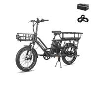 Fafrees FF20 CUV Bici Elettrica Pieghevole Uomo Donna, Ebike 250W a Pedalata Assistita con Doppia Batteria 140KM Autonomia, Bicicletta Elettrica con Cestino (Sedile posteriore per 2 bambini, Nero)