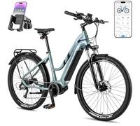 Fafrees FM8 Bici Elettrica per adulti 27,5" con APP Bicicletta elettrica da Batteria 14.5Ah, autonomia 120 km, Coppia 70Nm, 9 velocità, Freni a Disco Idraulici E-Bike da Città, Verde,Supporto Telefono