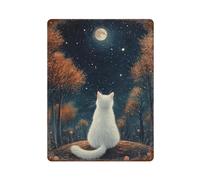 FAGERERO Gatto che guarda la lunaDecorazione artistica da parete poster in metallo latta moderna decorazioni da bar 40 x 30 cm