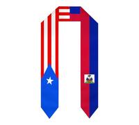 FAGIUCHI Bandiera del Porto Rico Mix di bandiere Haiti (2) Scialli di laurea Sash Stola Mixed International Study Fans National Pride Cheers