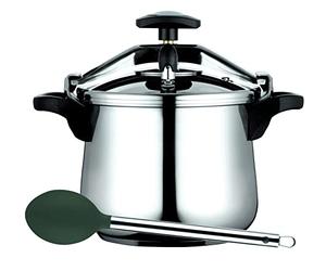 Fagor Classica pompa pentola a pressione 10 litri, induzione, Express, acciaio inossidabile 18/10, tutti i tipi di cucina, fondo termico, diffusore, 3 sistemi di sicurezza, include cucchiai Melier in