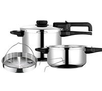 Fagor Dual Xpress Pentola a Pressione 6 + 4 L, Induzione, Acciaio Inox. 18/10, Tutti i Tipi di Fornelli, Base Termodiffusore, Regolatore Pressione, 5 Sistemi di Sicurezza, Cestello Cottura A Vapore