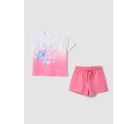 FAGOTTINO, Completo Bianco E Rosa In Cotone Elasticizzato Con T-shirt E Shorts, Bambina, Rosso, Taglia: 12-18
