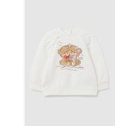 FAGOTTINO, Felpa Da Bambina In Cotone Elasticizzato Bianca Regular Fit Con Orsacchiotti, Bianco, Taglia: 9-12