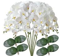 FagusHome Fiori artificiali Phalaenopsis da 81,3 cm, 6 pezzi con 4 fasci di foglie, fiori di orchidea artificiali, piante a stelo per la decorazione della casa (6 pezzi)