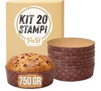 FAH Stampo per Panettone Basso 750 gr Qualità Premium (20 pz) | Pirottini Panettone Professionale di Carta Ondulata di Pura Cellulosa in Microonda Progettato per Panettoni