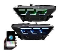 FAHBSTR Indicatore Laterale Per Mustang 2015-2017 Gruppo Ottico Anteriore Con Indicatori Di Direzione DRL A LED RGB Aggiornati.(RGB Style)