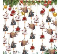 Fahibin 20 Pcs Natale Angelo Ciondolo Di Legno, Legno colorato Ornamenti Pendenti Multicolore, Decorazioni Natalizie Natale Angelo Ciondolo pour Sapins de Noël, Cheminées, Portes
