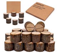 Fahibin 20pcs Segnaposto Legno,Segnaposto in Legno Rustico, Supporto portacarte Numero Posto Titolare per Promemoria, Porta Cartoline (20 supporti + 20 biglietti di carta)