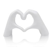 Fahibin 2Pezzi Scultura con gesto a forma di cuore, statua a forma di cuore dorata, Statua a forma di dito d'amore Bianchi en Résine 13,8 cm x 7 cm, per soggiorno, camera, ufficio