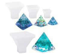 Fahibin 4Pcs Stampi Silicone Piramide per Resina, Cornice, Sapone, Ornamento e Candele - Resina Epossidica
