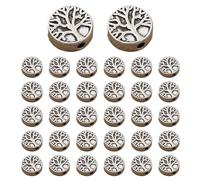 Fahoujs 100 Pezzi Antico Argento Vita Alberi Perline Lega Spacer Charm Per Braccialetti Europei E Progetti Di Artigianato Rotondo Perle Di Stile