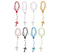 Fahoujs 8 Colori Plastica Luminoso Luminoso Rosario Scuro Perle Collana Gioielli All Match Per La Preghiera Della Chiesa Collane Carine Per Ragazze Adolescenti Raccolti, Taglia unica, come descritto