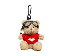 Fahoujs Bellissimo ciondolo a forma di orso pilota per borse e scatti chiave bordo del telefono personalizzato decorazione animale matrimonio favore, Red Love Heart, Taglia unica