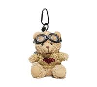 Fahoujs Bellissimo ciondolo a forma di orso pilota per borse e scatti chiave bordo del telefono personalizzato decorazione animale matrimonio favore, Cuore cachi, Taglia unica