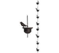 Fahoujs Catena impermeabile fatta a mano con motivi colibrì per decorazione verso il basso del giardino ed efficiente drenaggio catena di pioggia nera per depositi da giardino