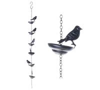 Fahoujs Catena impermeabile fatta a mano con motivi colibrì per decorazione verso il basso del giardino ed efficiente drenaggio catena di pioggia nera per depositi da giardino