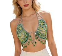 Fahoujs Catena per petto con perle verdi acriliche sicure, ideale per la pelle sensibile Catena per petto con perle acriliche verdi per un comodo utilizzo tutto giorno