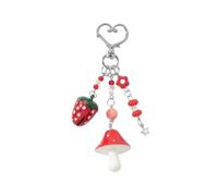 Fahoujs Christmas Tree Ornament Keyring Resin Mushroom Star Bells Strawberry Charm Practical Metal Bag Accessory Holiday Decoration Christmas Bag Charm Keyholder