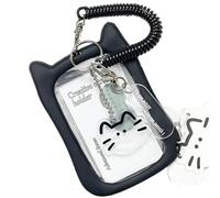 Fahoujs Clear Bus Card Sleeves - Custodia per carte di credito, per gatti, per carte di credito, per gatti, Nero
