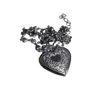 Fahoujs Collana con ciondolo a forma di cuore con incisioni delicate, stile vintage, accessorio alla moda, per stili moderni e retrò, Taglia unica, come descritto, come descritto