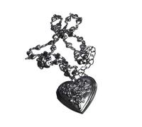 Fahoujs Collana con ciondolo a forma di cuore con incisioni delicate, stile vintage, accessorio alla moda, per stili moderni e retrò, Taglia unica, come descritto, come descritto