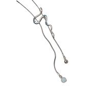 Fahoujs Collana con ciondolo a forma di serpente in argento con ciondolo a penna a olio bianco per persone alla moda e abbigliamento quotidiano, accessorio elegante per feste, Taglia unica, come