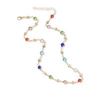 Fahoujs Collana di vetro colorato da donna in metallo a catena per partito gioielli di moda per il corpo gioielli in metallo texture per ogni occasione colorato perline collana, body chain, come