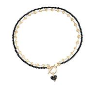Fahoujs Elegante ciondolo a forma di cuore con zircone su una misteriosa catena nera, ideale per gli amanti dei gioielli abiti alla moda con ciondolo a forma di cuore, Taglia unica, come descritto