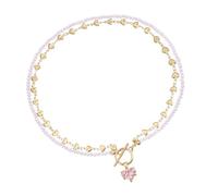 Fahoujs Elegante ciondolo a forma di cuore con zircone su una misteriosa catena nera, ideale per gli amanti dei gioielli abiti alla moda con ciondolo a forma di cuore, Taglia unica, come descritto