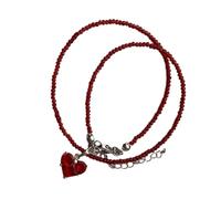 Fahoujs Elegante collana a forma di cuore con zirconi cubici resistenti materiali in lega, per il compleanno di anniversario, per la libertà quotidiana, con cristalli, Taglia unica, come descritto