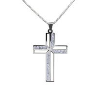 Fahoujs Elegante collana con crocifisso cristiano, con catena in acciaio inossidabile, religiosa in metallo, accessorio per anniversario di matrimonio, collana da uomo