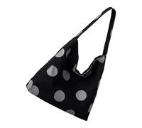 Fahoujs Elegante modello a pois borsa a pendolo oversize in tela lavabile borsa a mano con scomparti organizzativi donna pratica borsa in tela, Nero