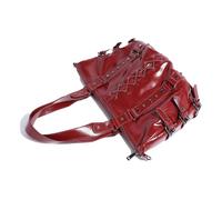 Fahoujs Estetica Grande Capacità Borsa A Tracolla In Pelle PU Punk Rivetti Croce Associazione Legami Borsa A Tracolla Per Pendente Donna, Colore: rosso