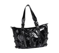 Fahoujs Estetica Grande Capacità Borsa A Tracolla In Pelle PU Punk Rivetti Croce Associazione Legami Borsa A Tracolla Per Pendente Donna, Nero