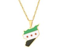 Fahoujs Lunghezza regolabile Collana con ciondolo della carta della Siria collana della moda artigianale per l'amore di viaggio simbolo della cultura pendente disponibile
