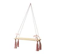 Fahoujs Macrame appeso per decorazioni domestiche nappe tessute corde di cotone perline di legno parete piante galleggianti scaffali barra di stoccaggio