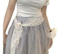 Fahoujs Moda sciarpa di seta a pois cintura in vita dona vari outfit e opportunità donne moderne tutti gli accessori abbinati cintura in vita alla moda, Purple Dots On White, Taglia unica
