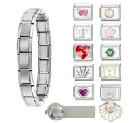 Fahoujs Set di bracciali con fascino italiani multiuso per gli amanti del mestiere, in acciaio inox robusto con tonalità oro e argento personalizzano il braccialetto
