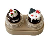 Fahoujs Set di lenti a contatto per cupcake con coperchio con design a cassetti e kit di attrezzi, per la gestione sicura degli obiettivi, Colore latte