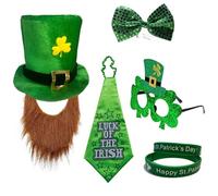 Fahoujs Shamrock Beard - Costume per Stpatrick Day Holiday Requisis Irish National Day Celebration Bowtie Festival Supply