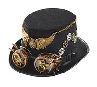 Fahoujs Steampunk Top Cappelli Per Uomini Con Occhiali Di Protezione, Accessori Per Halloween Che Viaggiano Nel Tempo Steampunk Top Cappelli Con Occhiali di Protezione