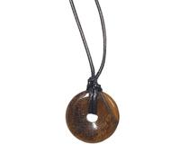 Fahoujs Unico Avventurina Collana con Pendente di Pietra Circolare Con Comodo Corda Di Pelle Regali Speciali Per Uomini E Donne Collana Pendente, Tiger stone 30MM, come descritto, come descritto