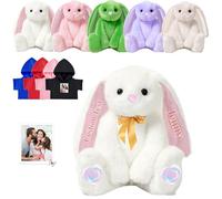 FAHOXUMR Animale di Peluche Coniglietto Personalizzato, Custom Stuffed Bunny Plush con Foto Testo come Regalo Personalizzato Bunny Plush per Bambini Ragazze, Bambini Primo Regalo di Pasqua, 25 cm