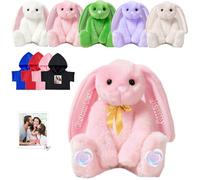 FAHOXUMR Animale di Peluche Coniglietto Personalizzato, Custom Stuffed Bunny Plush con Foto Testo come Regalo Personalizzato Bunny Plush per Bambini Ragazze, Bambini Primo Regalo di Pasqua, 30 cm