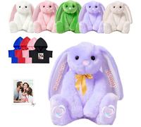 FAHOXUMR Animale di Peluche Coniglietto Personalizzato, Custom Stuffed Bunny Plush con Foto Testo come Regalo Personalizzato Bunny Plush per Bambini Ragazze, Bambini Primo Regalo di Pasqua, 25 cm