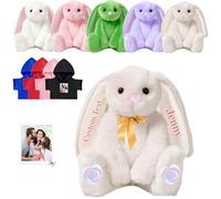 FAHOXUMR Animale di Peluche Coniglietto Personalizzato, Custom Stuffed Bunny Plush con Foto Testo come Regalo Personalizzato Bunny Plush per Bambini Ragazze, Bambini Primo Regalo di Pasqua, 25 cm
